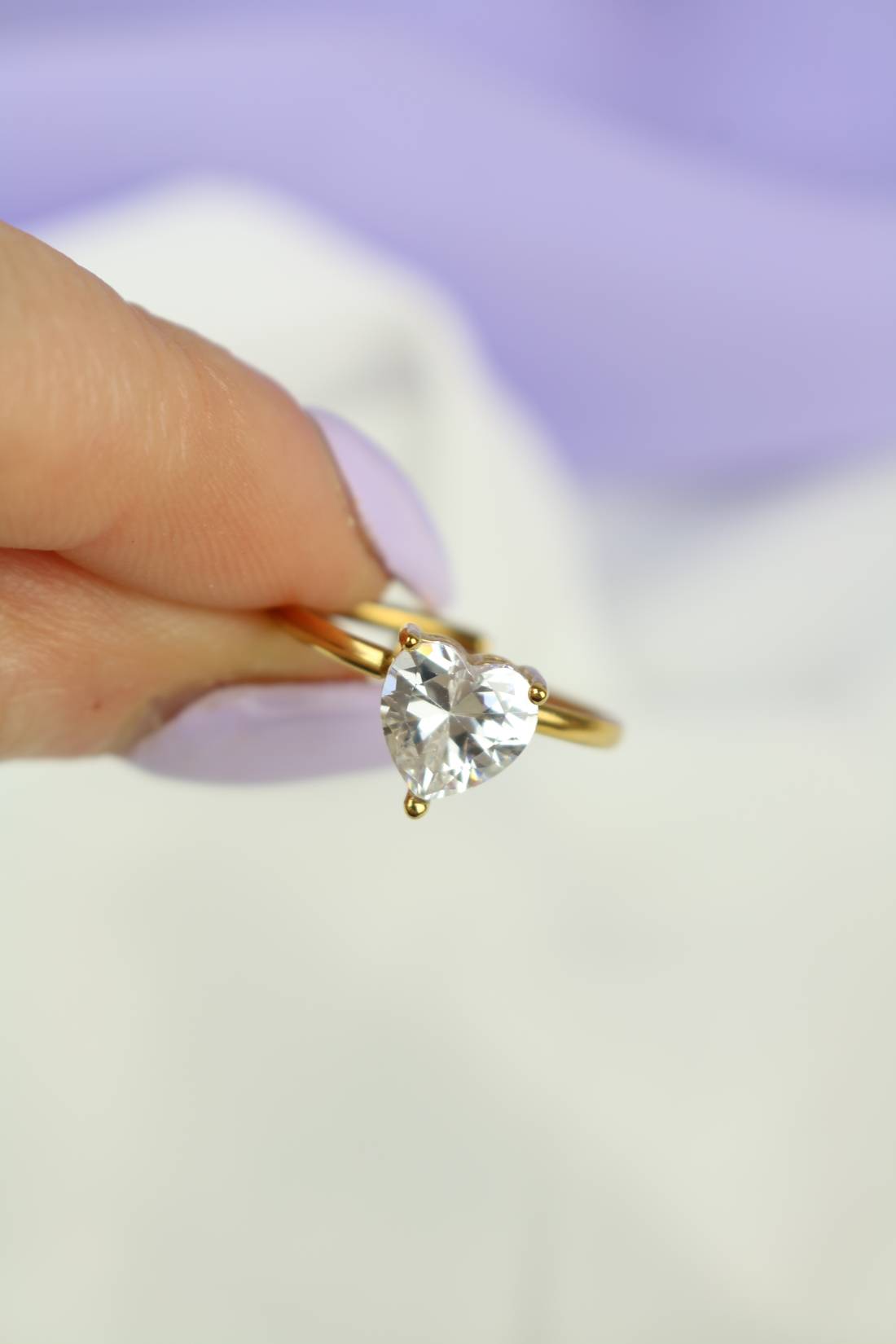 Anello solitario cuore